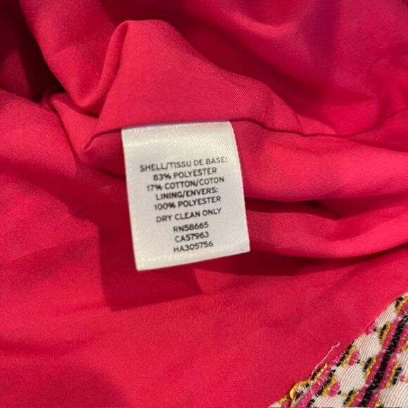 Halogen Tweed Textured Skirt Fuchsia Red Gold Abstract Lined Back Zip Size 14 - Picture 8 of 9